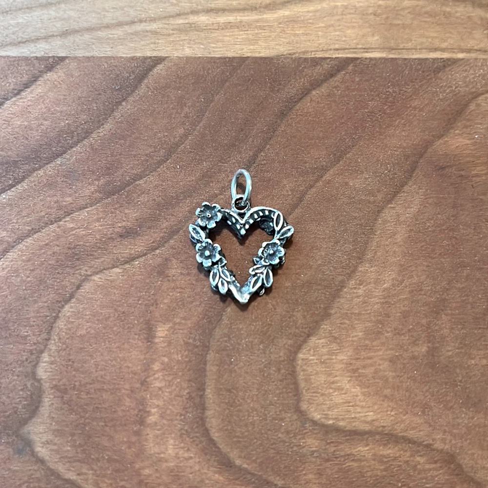 Sterling Silver Floral Heart Charm